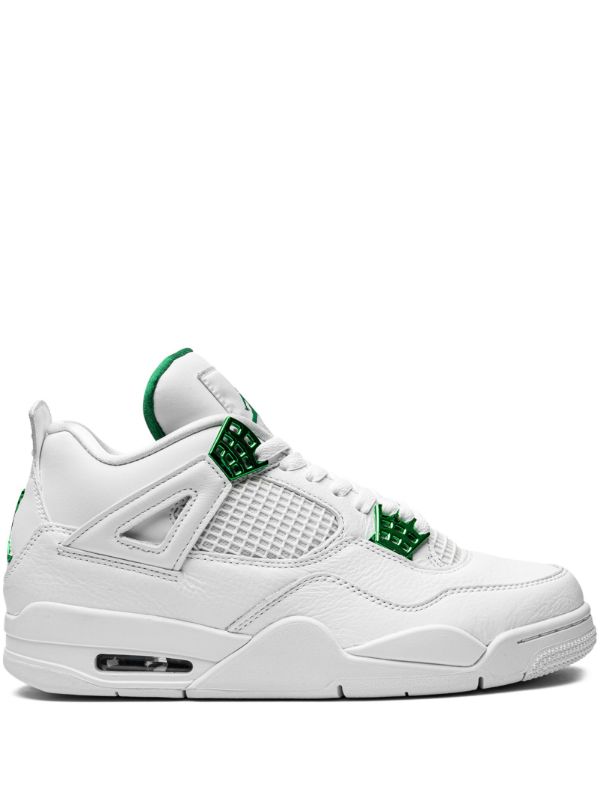 Air Jordan 4 Retro Metallic Green Sneakers – White & Green