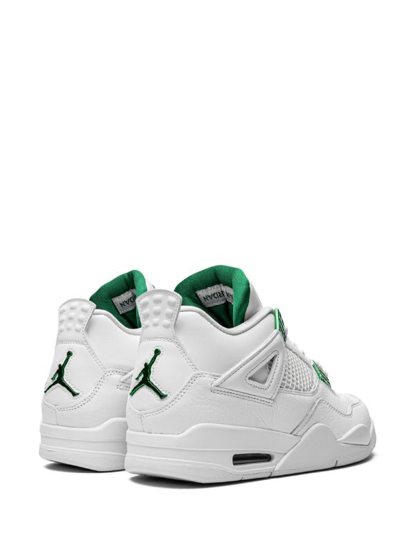 Air Jordan 4 Retro Metallic Green Sneakers – White & Green