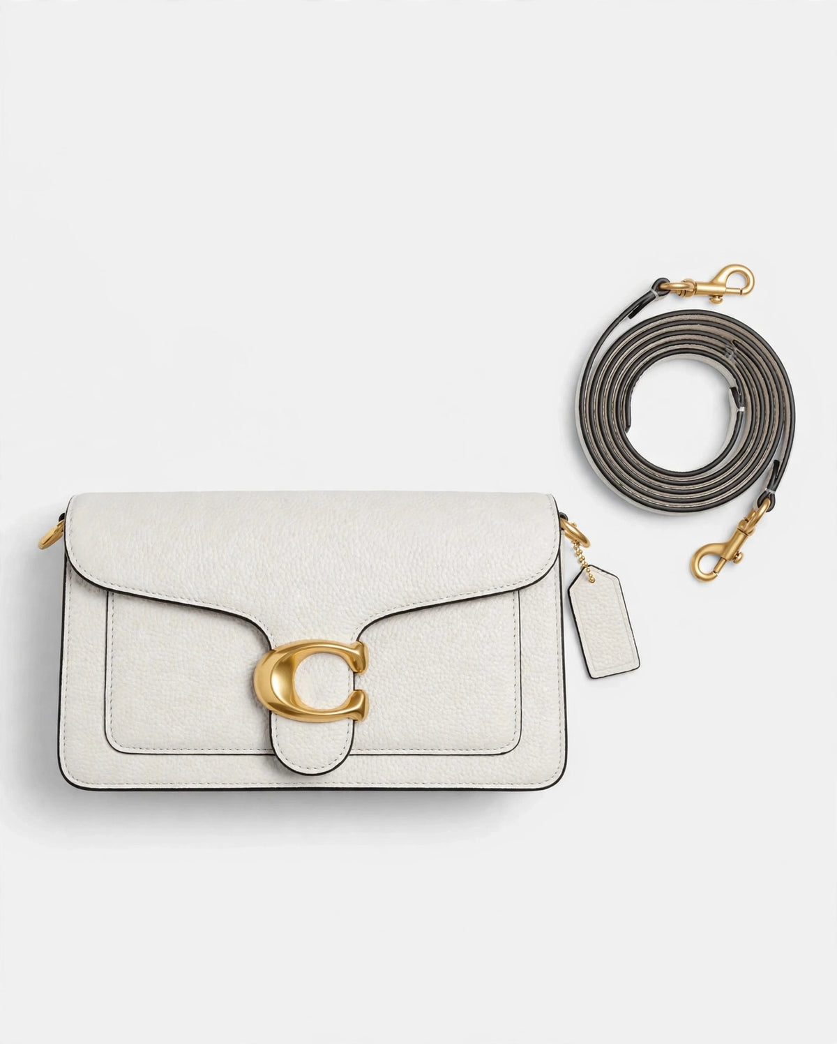White Y2K C Logo Shoulder Bag - Leather Tabby Bag