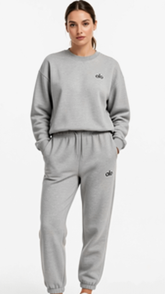 Heather Grey 2-Piece Lounge Set - Crewneck Sweatshirt + Jogger - Soft Fleece