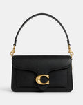 Luxury Pebbled Leather Tabby Shoulder Bag - Black with Gold C Clasp 1