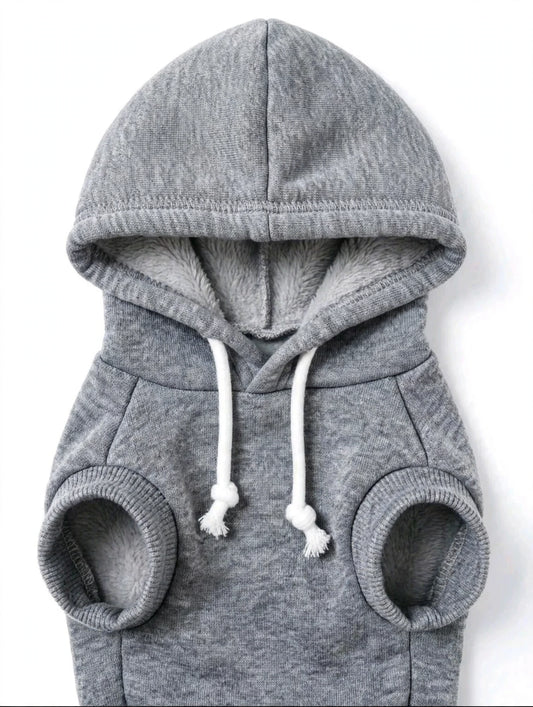 Peach Fuzz Fleece Pet Hoodie - Sleeveless Hooded Sweatshirt for Cats & Dogs