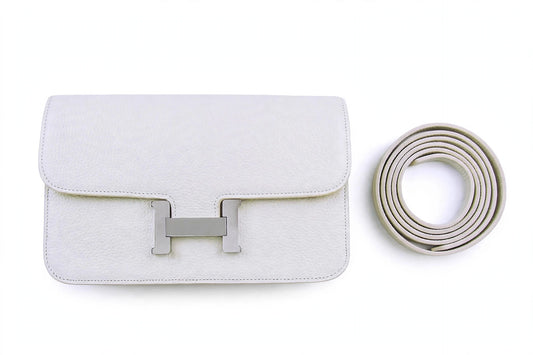 Designer Inspired White Leather Crossbody Bag