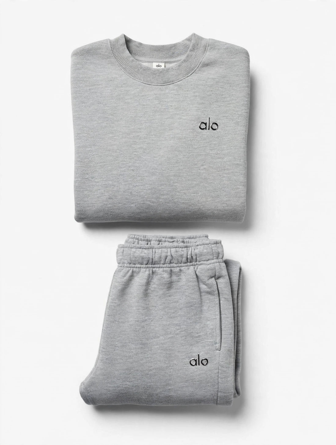 Heather Grey 2-Piece Lounge Set - Crewneck Sweatshirt + Jogger - Soft Fleece
