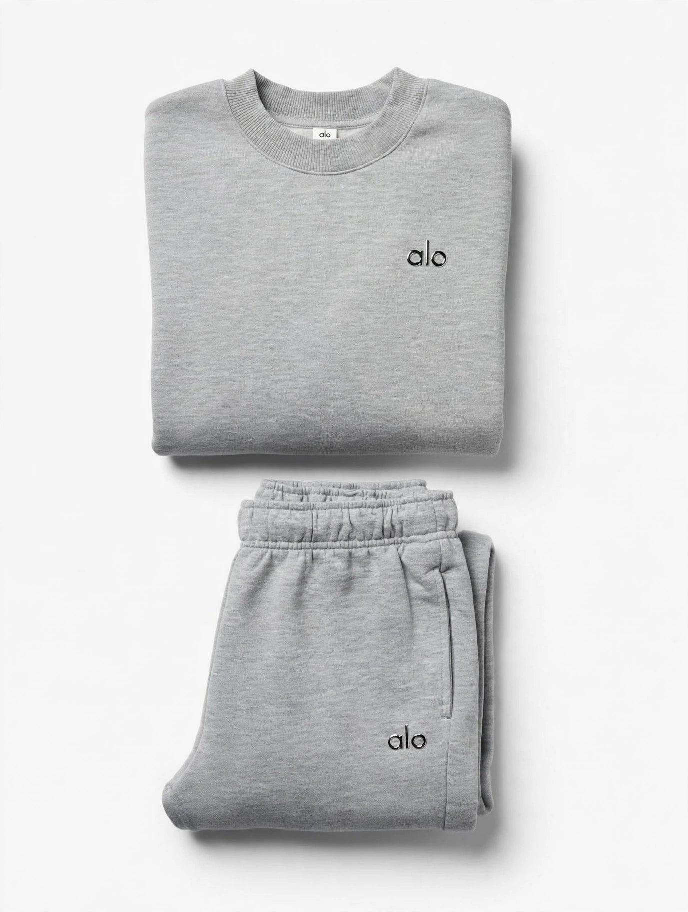 Heather Grey 2-Piece Lounge Set - Crewneck Sweatshirt + Jogger - Soft Fleece