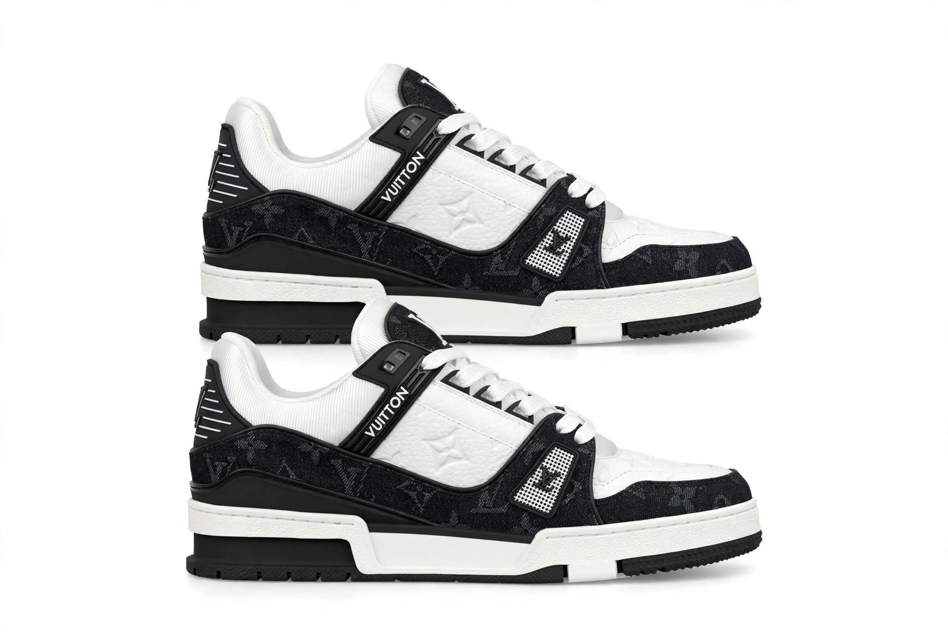 LV Trainer - Black / White Monogram Denim