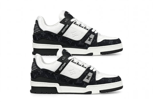 LV Trainer - Black / White Monogram Denim