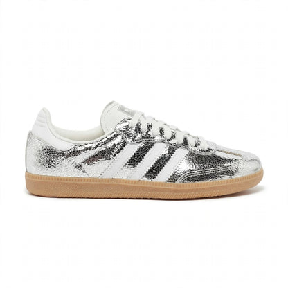 Adidas Samba OG Silver Cracked Metallic Sneakers