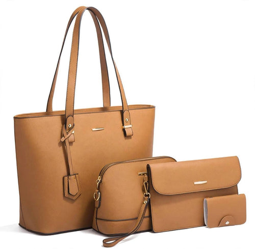 4 Piece Women Fashion Tote Handbag Shoulder Bag