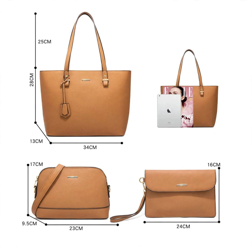 4 Piece Women Fashion Tote Handbag Shoulder Bag