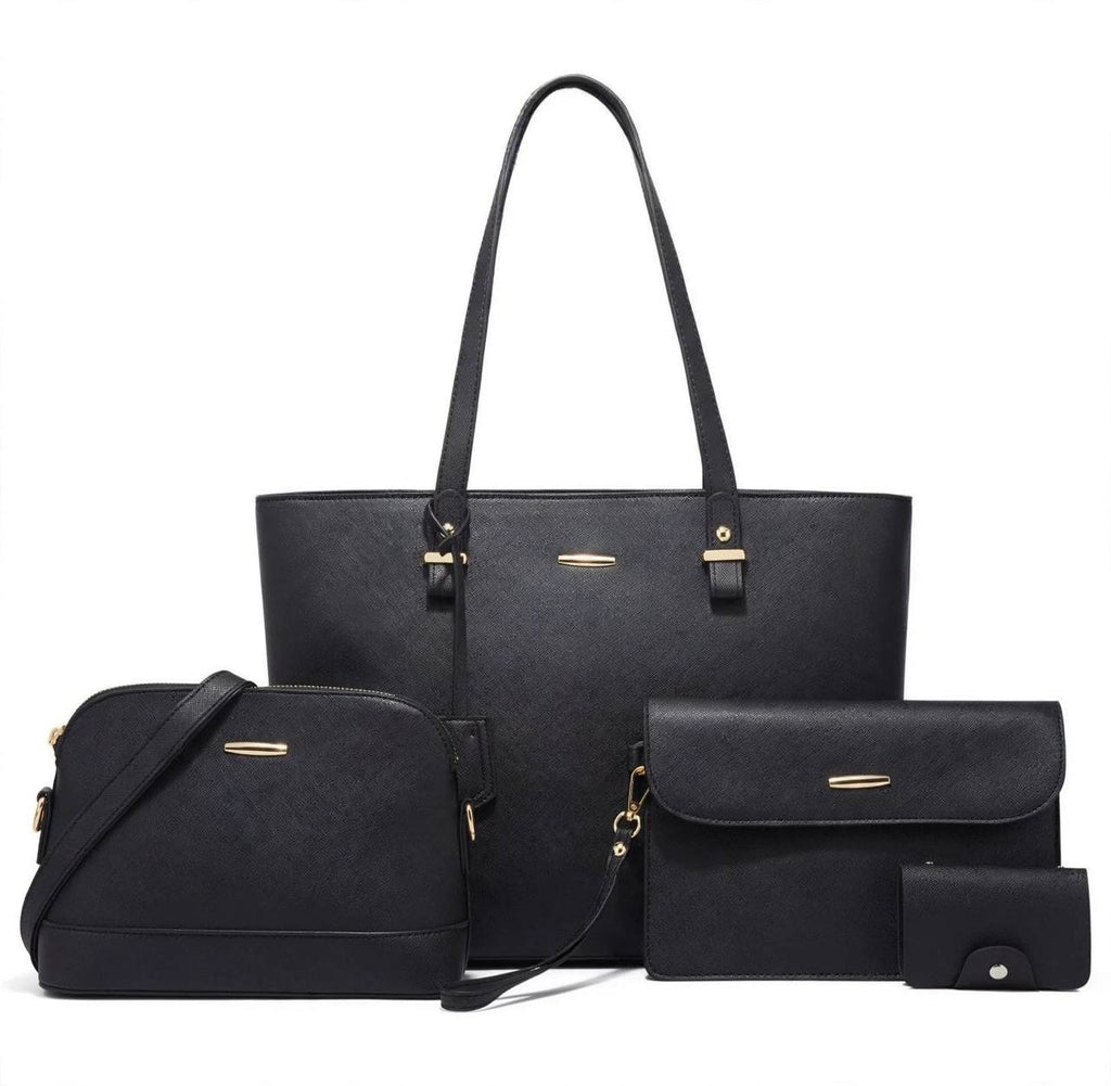 4 Piece Women Fashion Tote Handbag Shoulder Bag