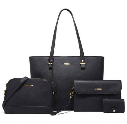 4 Piece Women Fashion Tote Handbag Shoulder Bag