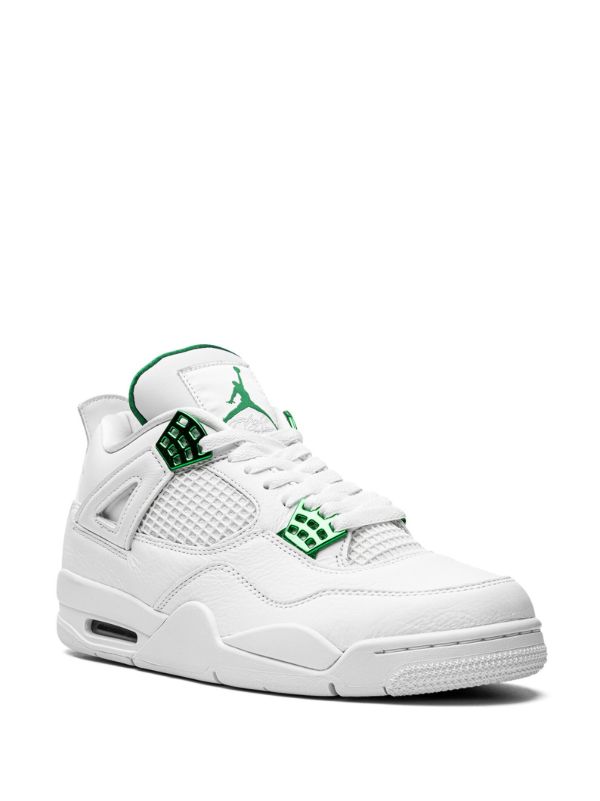 Air Jordan 4 Retro Metallic Green Sneakers – White &amp; Green