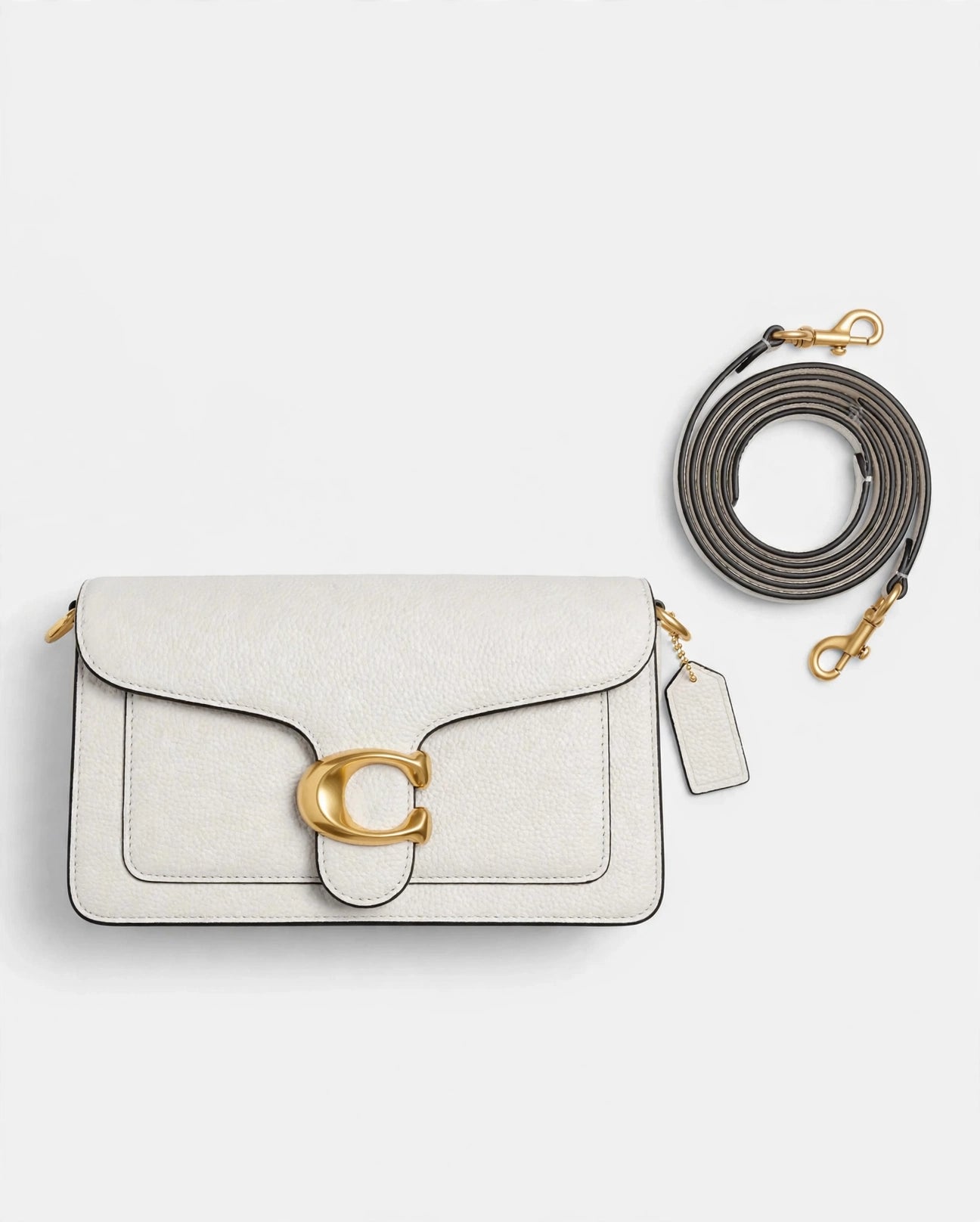 White Y2K C Logo Shoulder Bag - Leather Tabby Bag