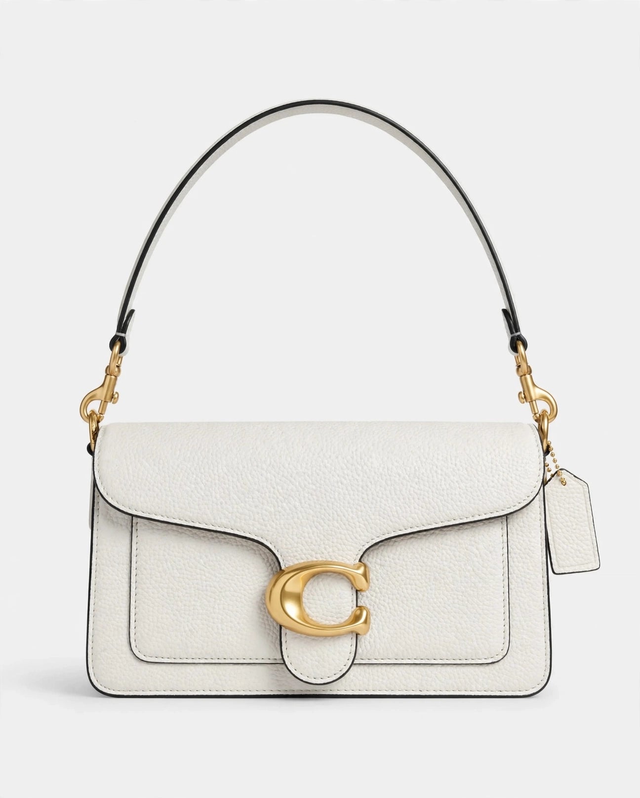 White Y2K C Logo Shoulder Bag - Leather Tabby Bag