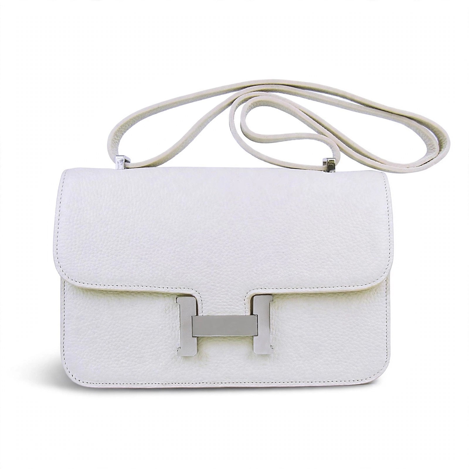 Designer Inspired White Leather Crossbody Bag