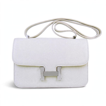 Designer Inspired White Leather Crossbody Bag