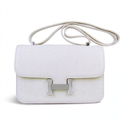 Designer Inspired White Leather Crossbody Bag